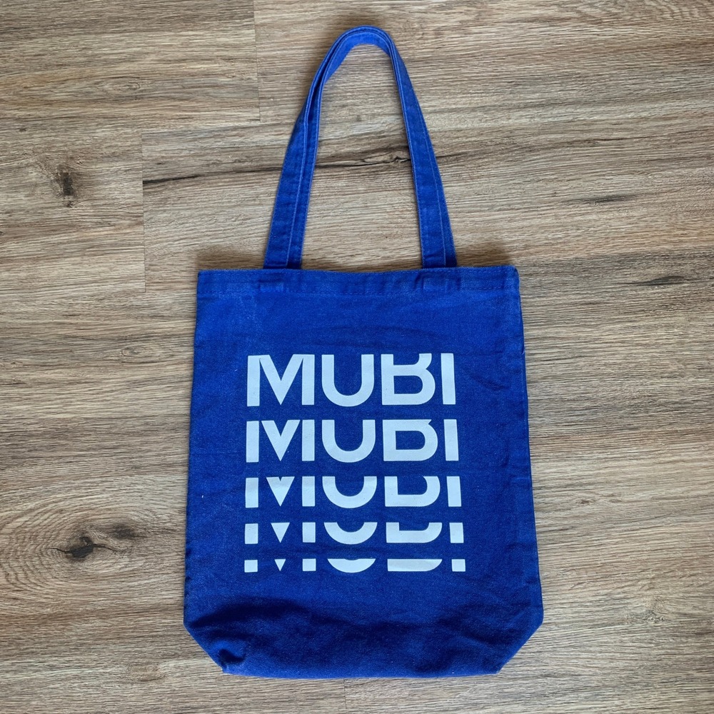 MUBI Logo Graphic Canvas Tote Bag in Royal Blue, Cinema Film